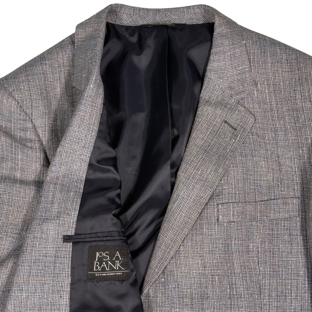 Jos A Bank 46L Gray‎ 100% Silk Blazer Men Two Button Sport Coat Business Casual